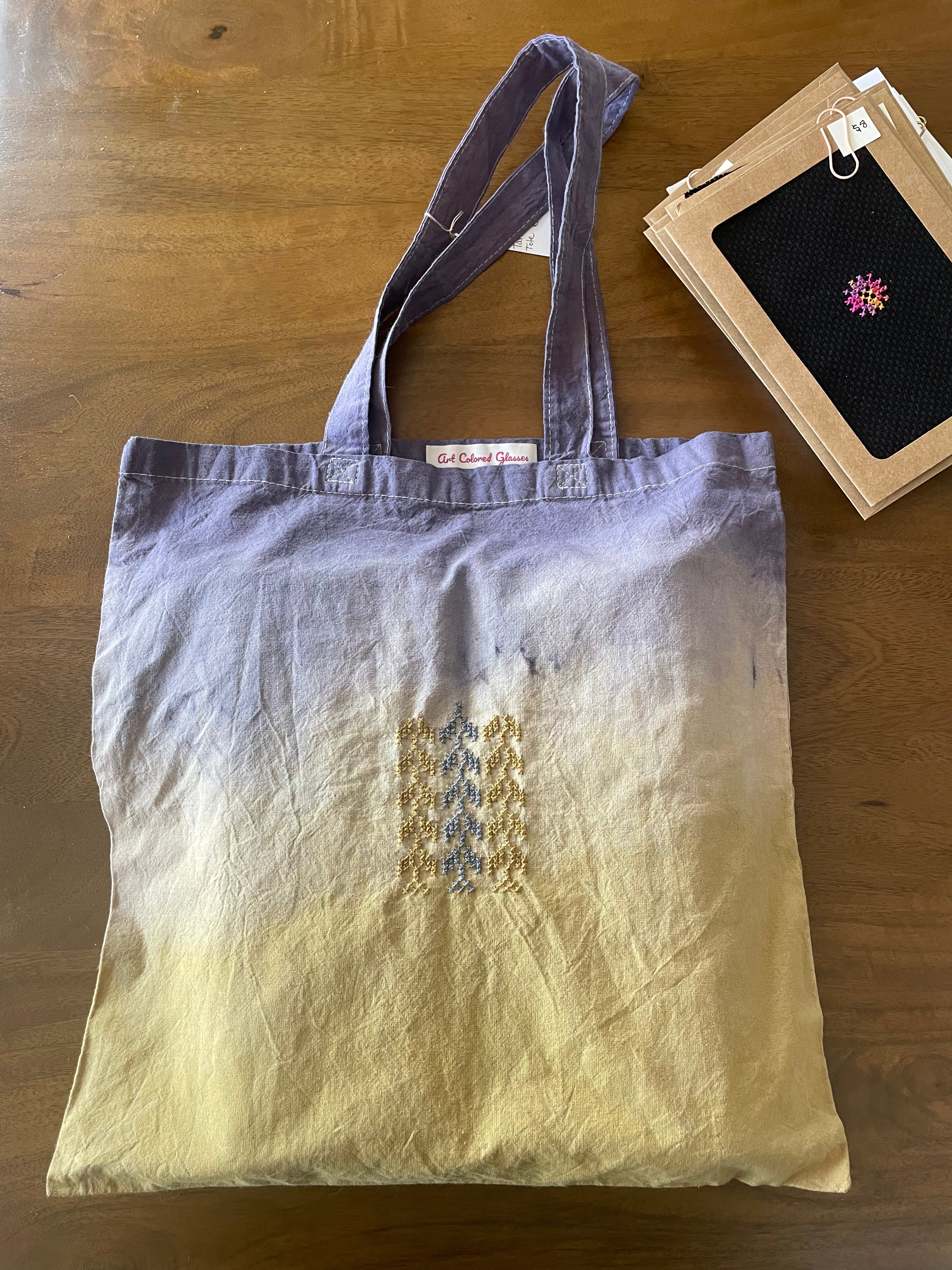 Naturally-Dyed Tatreez Tote Bag