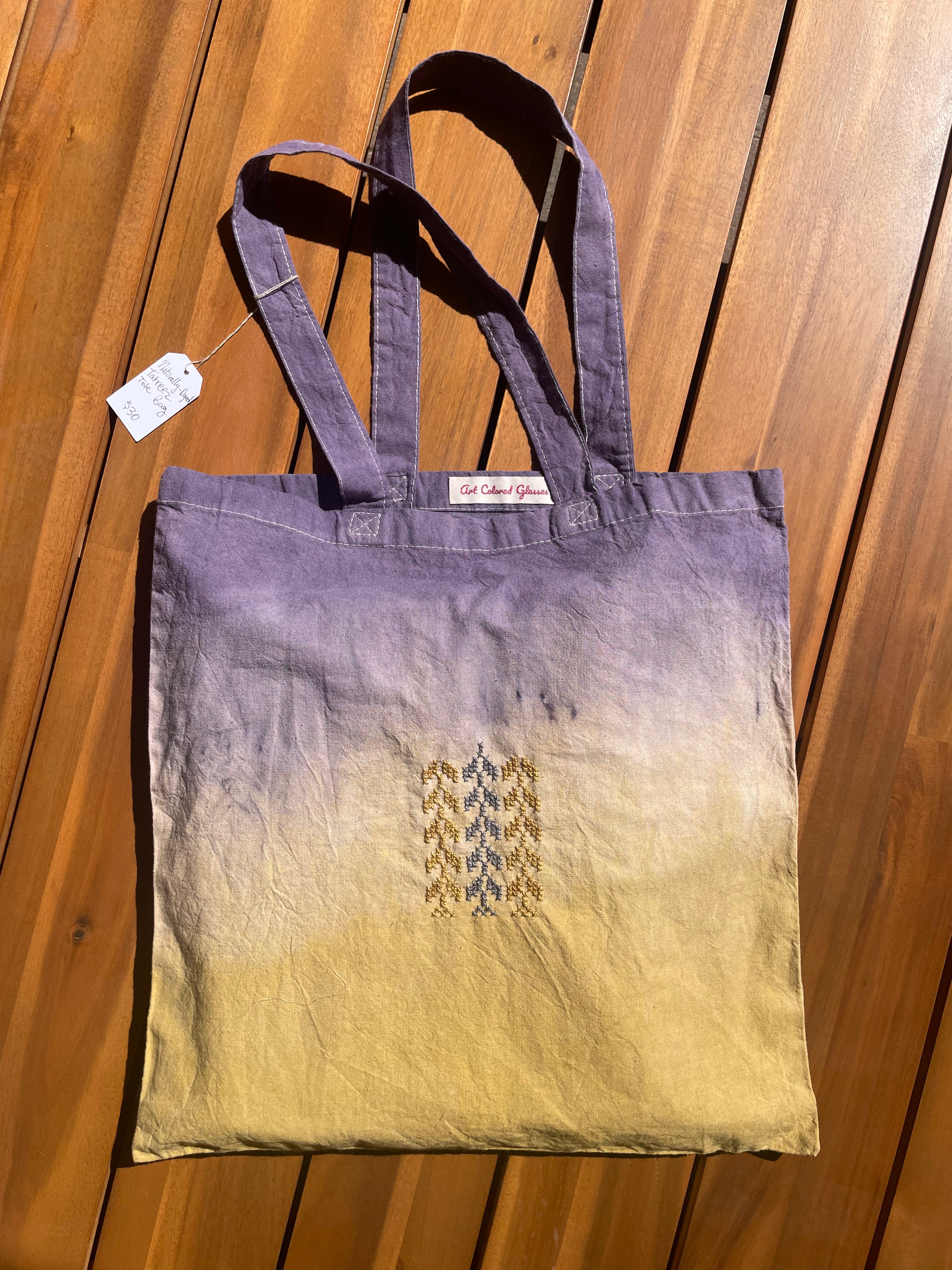 Naturally-Dyed Tatreez Tote Bag