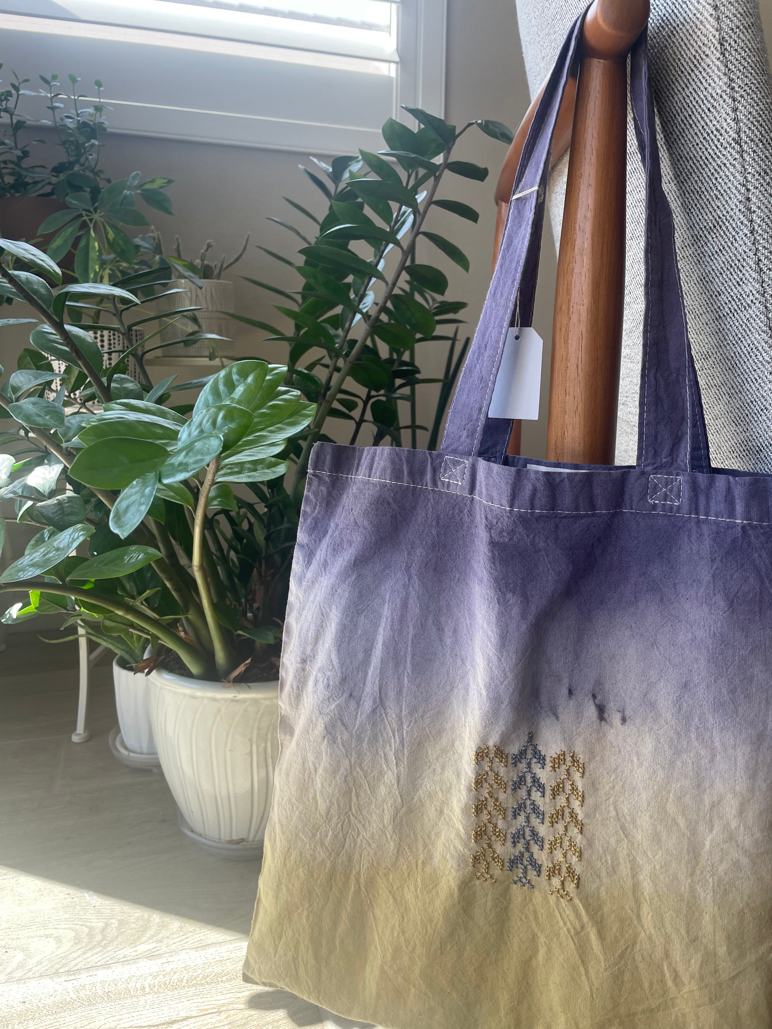 Naturally-Dyed Tatreez Tote Bag