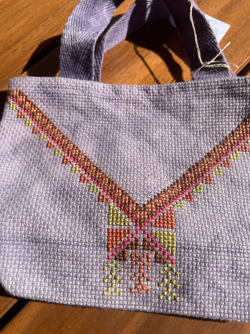 Mini Naturally-Dyed Purple Tatreez Tote Bag
