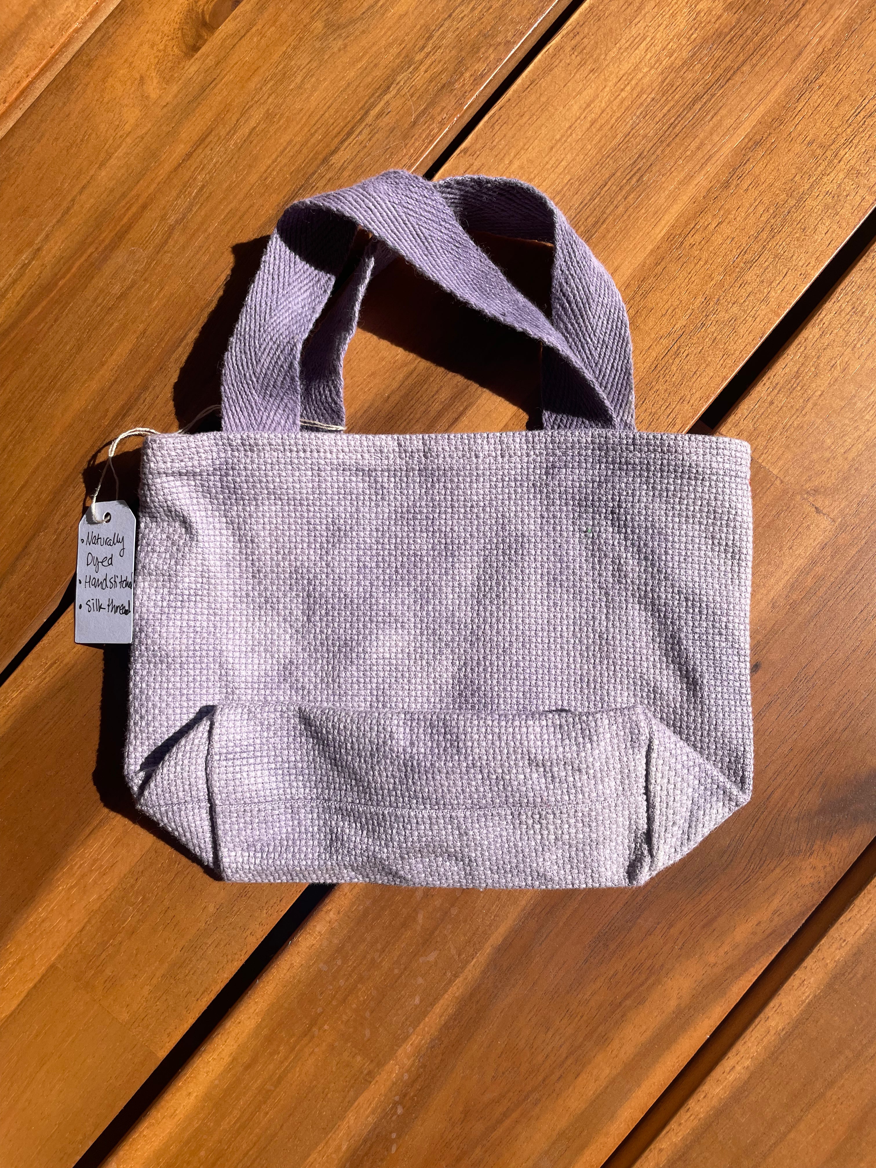 Mini Naturally-Dyed Purple Tatreez Tote Bag