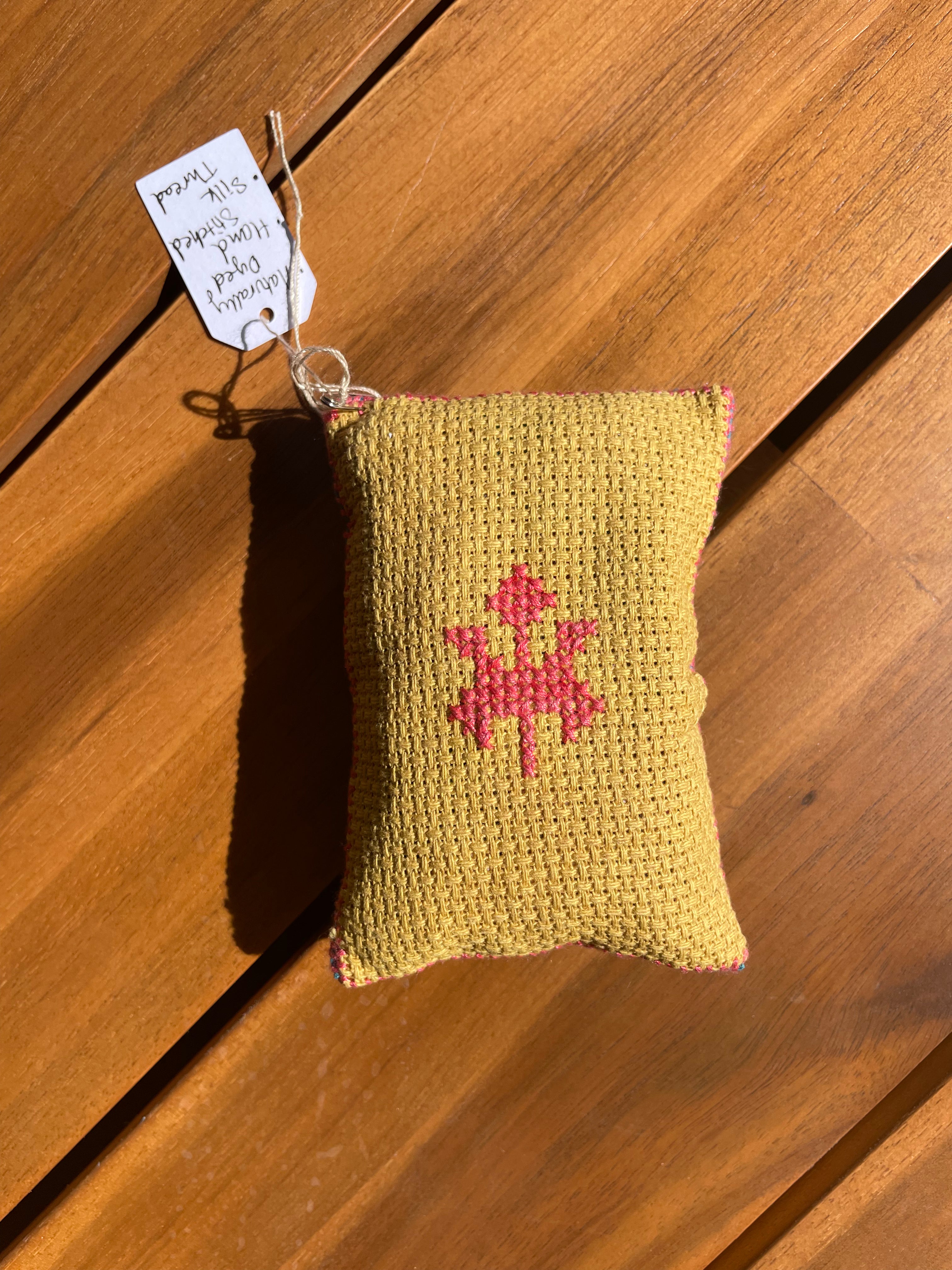 Hand-Sewn Rectangular Tatreez Pincushion - Naturally-Dyed
