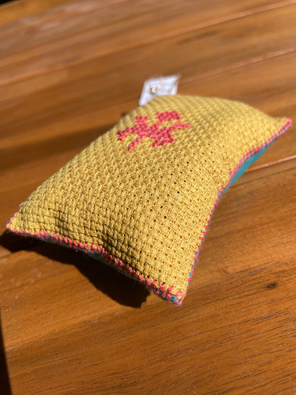 Hand-Sewn Rectangular Tatreez Pincushion - Naturally-Dyed