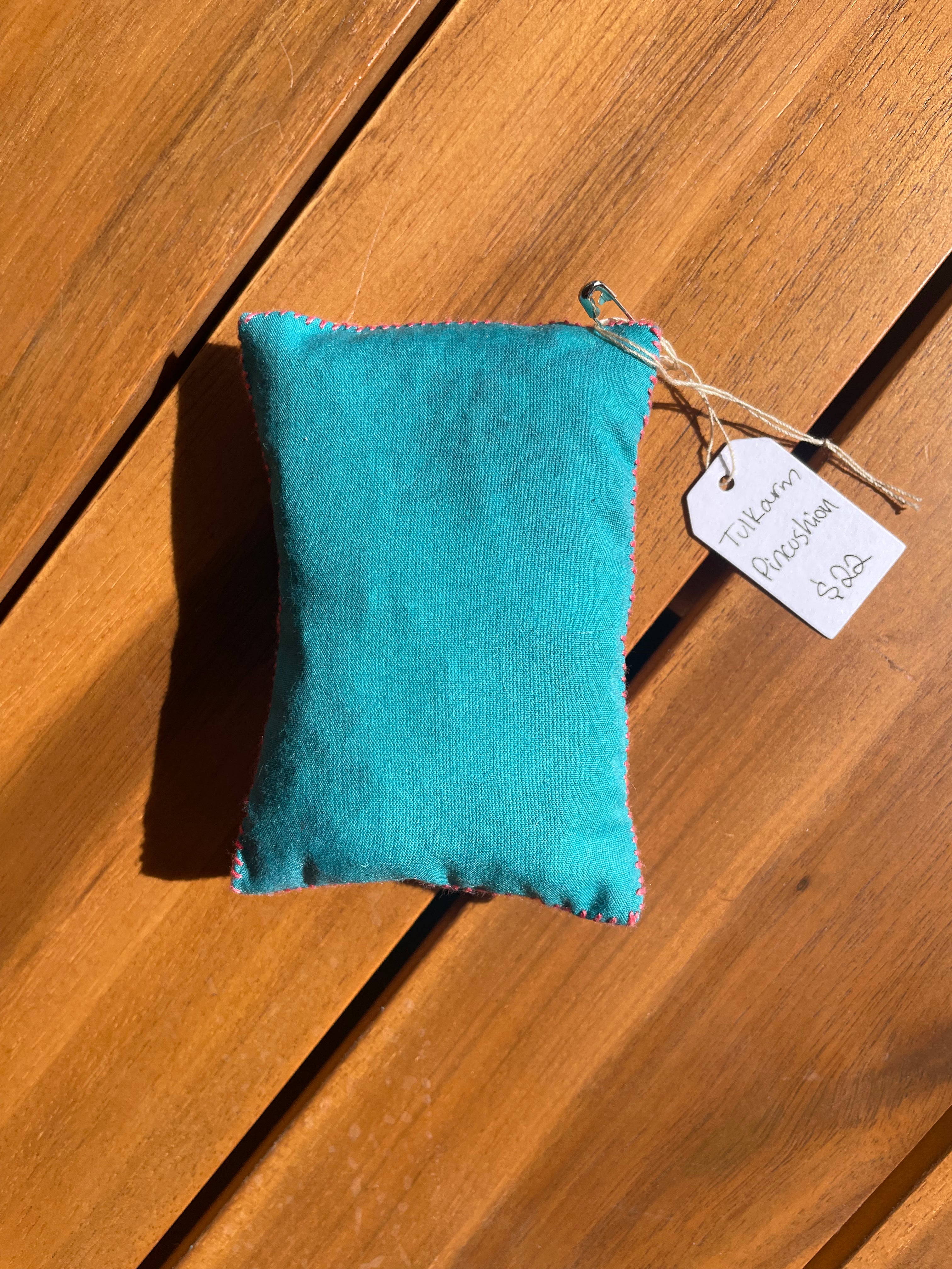 Hand-Sewn Rectangular Tatreez Pincushion - Naturally-Dyed
