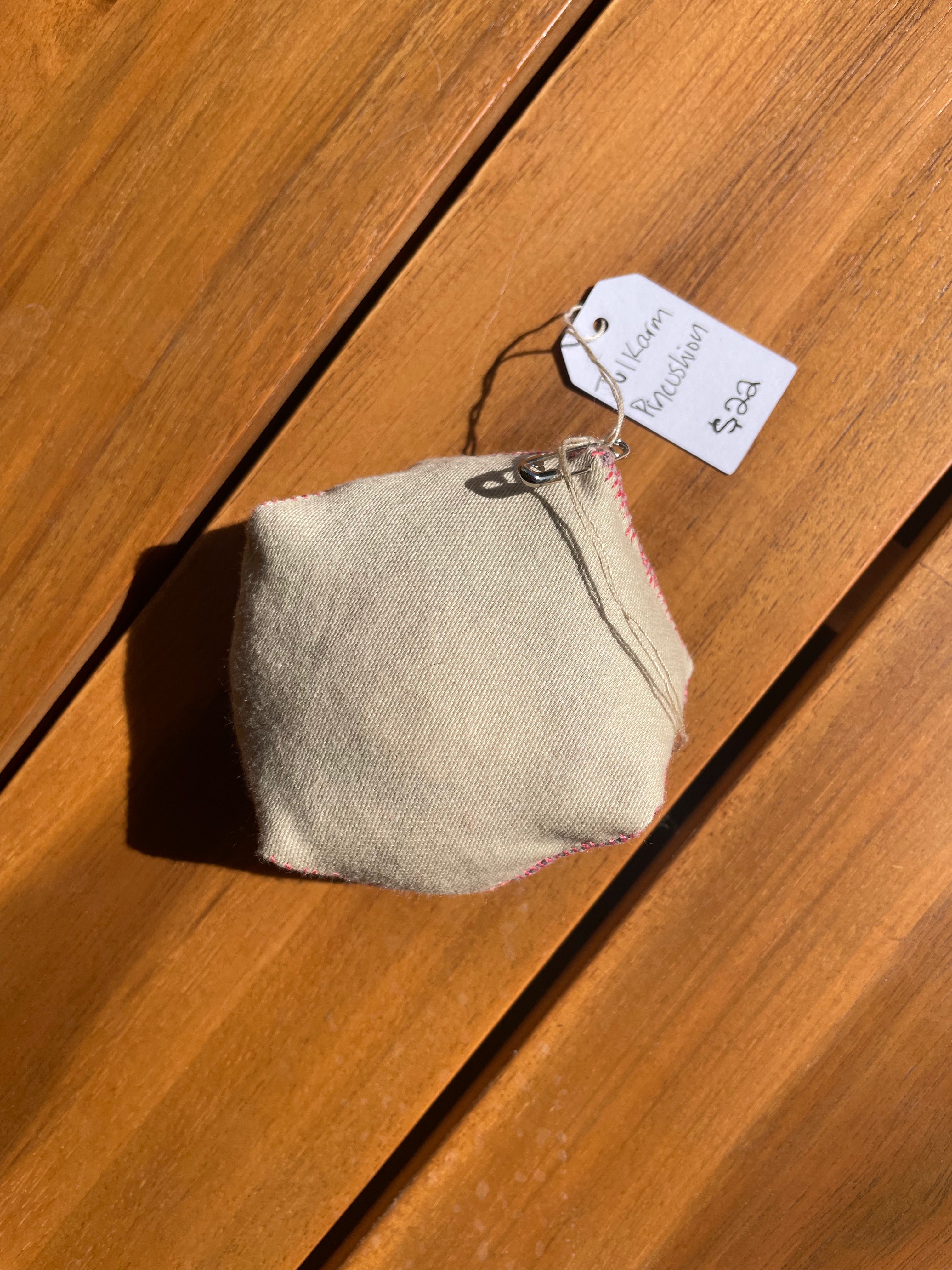 Hand-Sewn Biscornu Tatreez Pincushion - Naturally-Dyed
