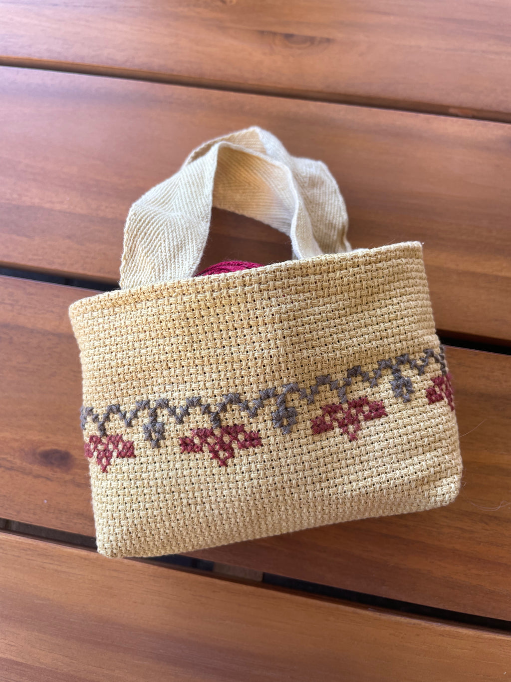 Mini Naturally-Dyed Yellow Tatreez Tote Bag