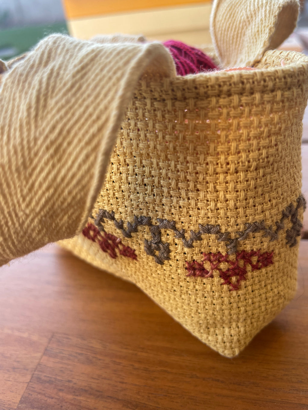 Mini Naturally-Dyed Yellow Tatreez Tote Bag