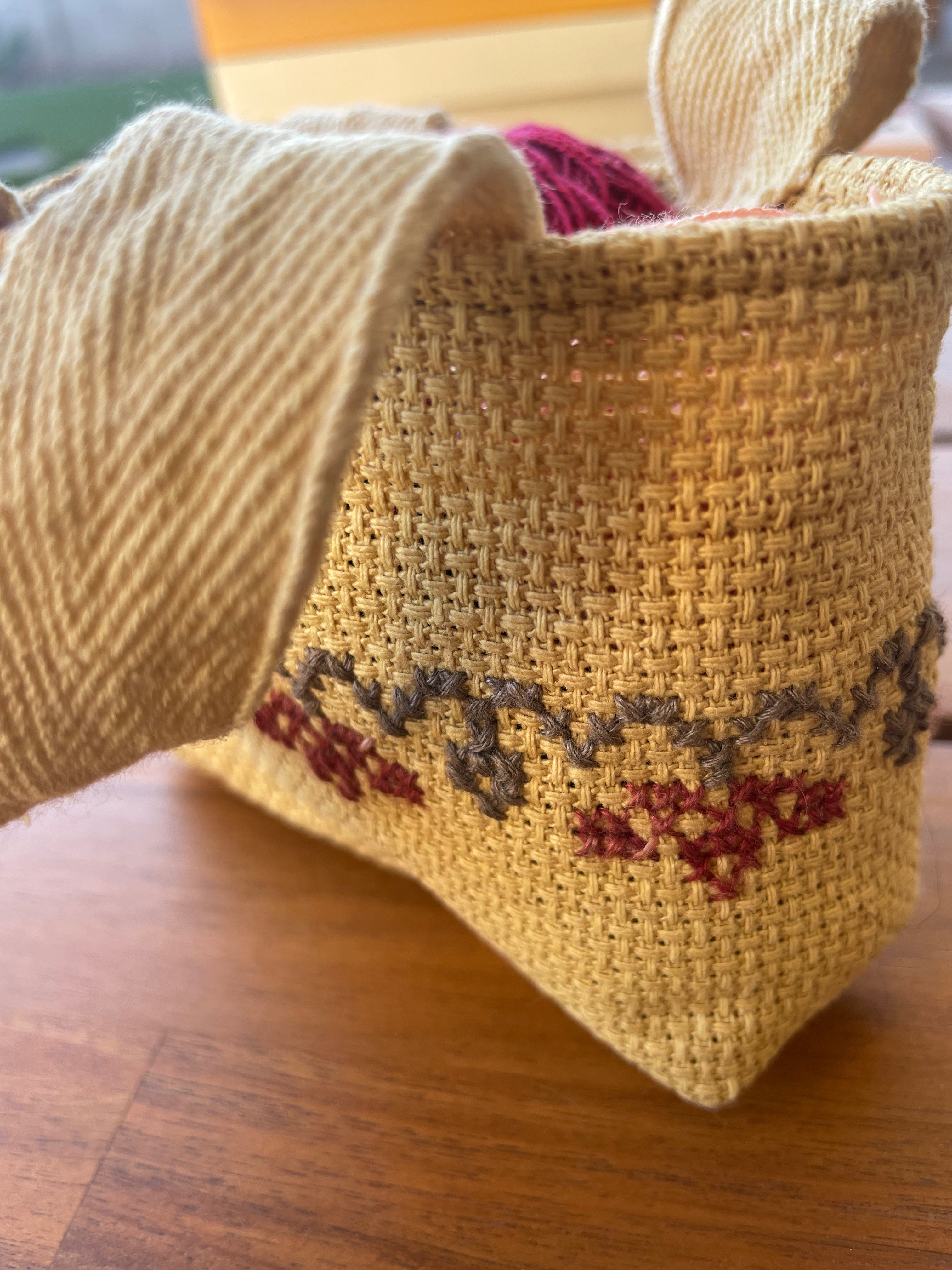 Mini Naturally-Dyed Yellow Tatreez Tote Bag